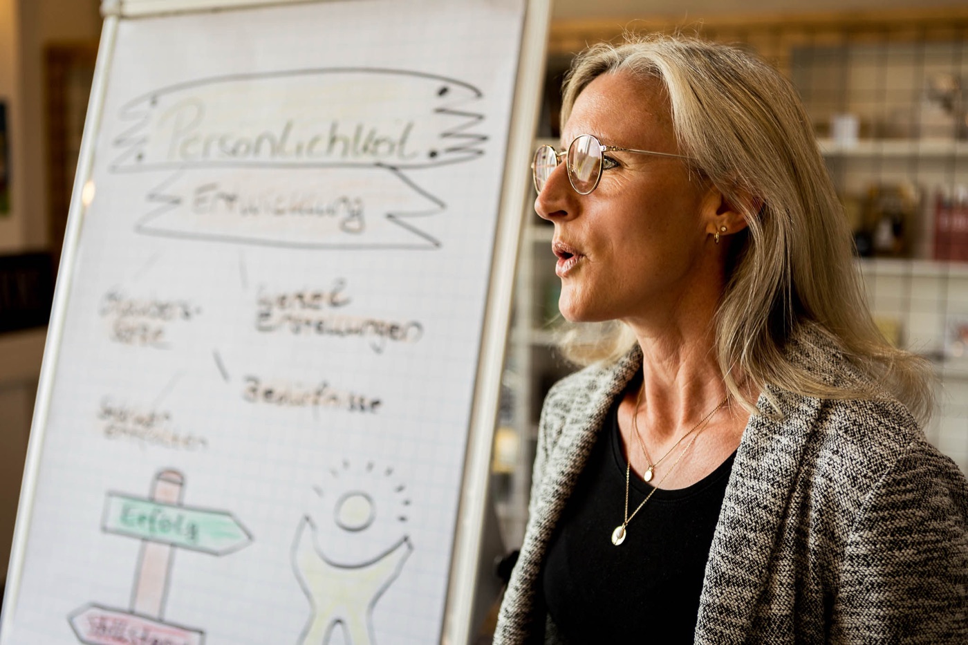 Conny Gfrerer erklärt am Flipchart